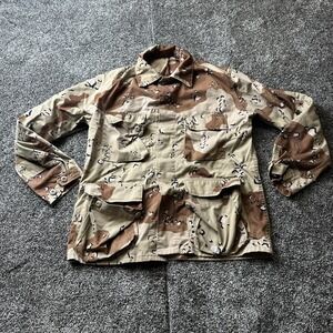 Vintage US Military Jacket Mens M Beige Desert Camouflage Chocolate Chip 80s